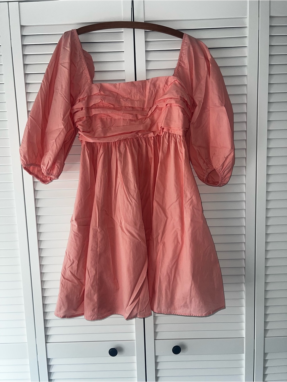 Abercrombie & Fitch Pink Puff-Sleeve Square-Neck Dress